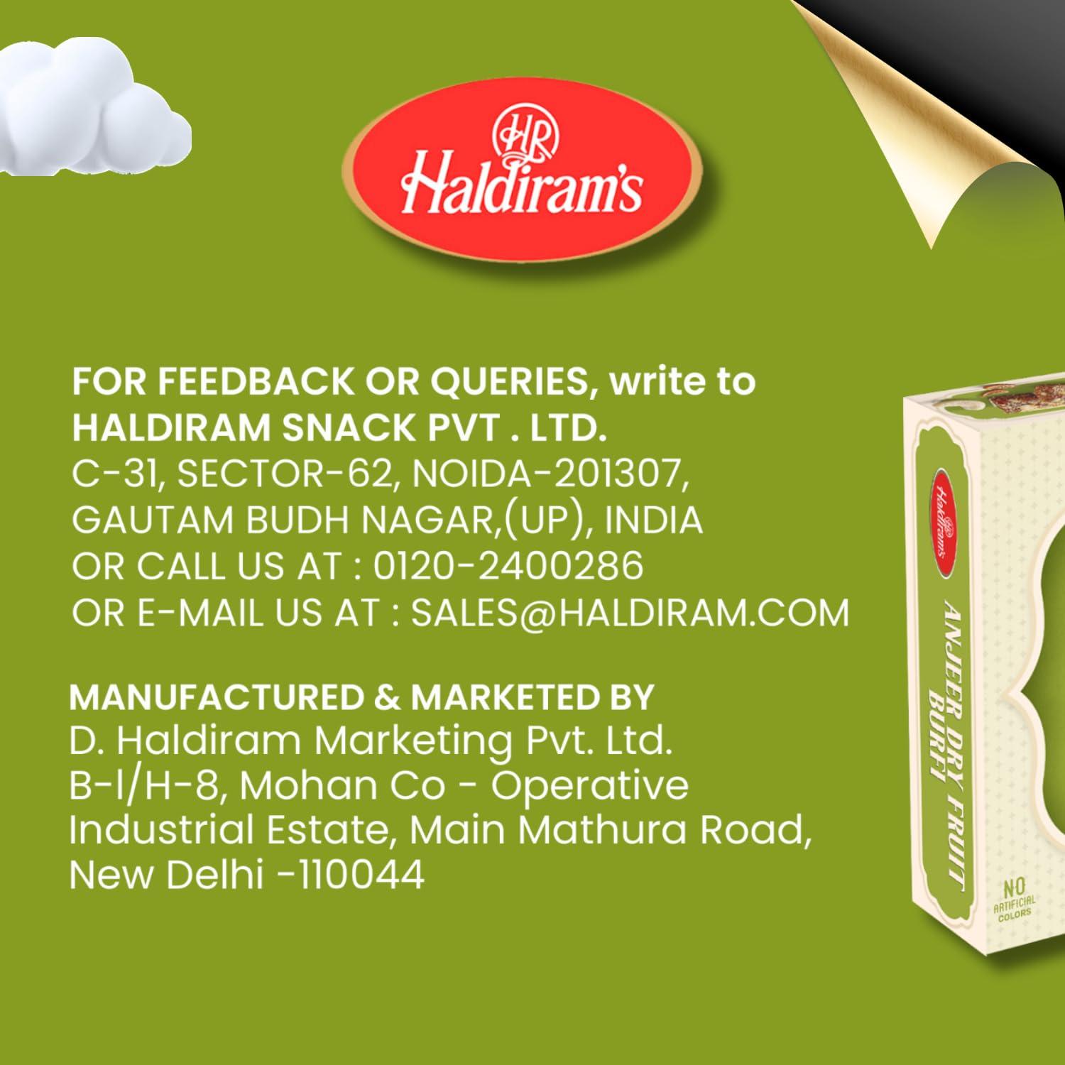 Haldiram’s Haldiram\'s Anjeer Dry Fruit Burfi 400g | Indian Mithai | Anjeer Barfi | Premium Handcrafted Traditional Sweets | No Artificial Colours, Flavours and Preservatives | Indian Sweets Gift Pack | Pack of 1