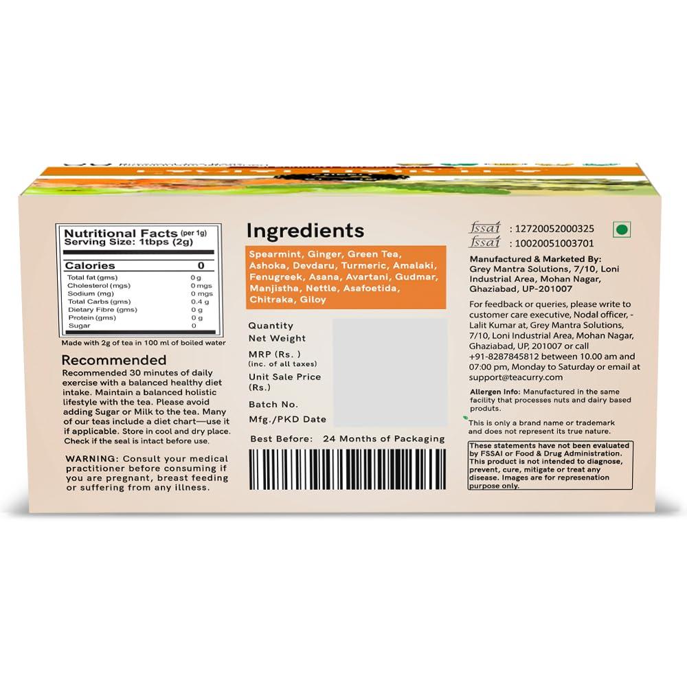 TEACURRY TEACURRY Facial Hair Tea (2 Month Pack | 60 Pyramid Tea Bags) - Helps with Facial Hair Removal and Unwanted Hair Removal