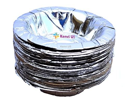 Kenvi US Kenvi US Disposable Silver Paper Dona 100% Bio-degradable Disposable Plates 6.5 Inches,(Pack of 100 Pieces) || ED233