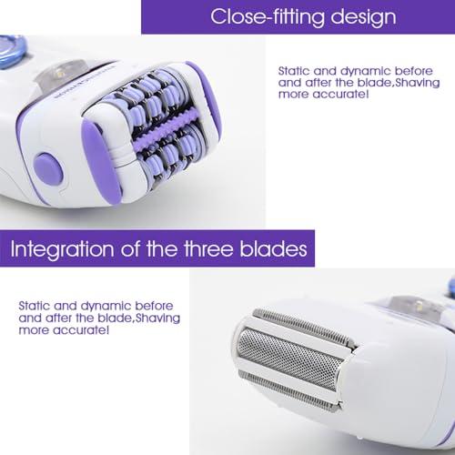 ECOME UNIVERSE ECOM UNIVERSE Womens Hair Removal Set: Portable Electric Facial Hair Remover & Trimmer - Painless Mini Shaver, Lip & Bikini Line Trimmer, Epilator for Face & Body Hair, Safe & Easy to Use for All Skin Types