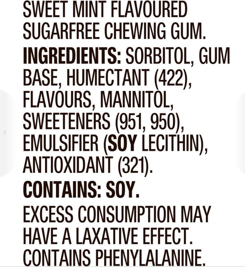 Generic Wrigley\'s Sugar Free 5 Gum Sweet Mint Flavoured Chewing Gum 3 x 12 Piece Packs 96gm