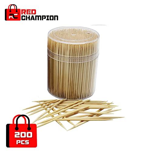 Red Champion Red Champion Teeth Cleaning Dental Floss,Teeth Stick Toothpicks Dental Flossers Picks Oral Hygiene, Bamboo Wooden Toothpicks Stick (Pack of 200 Sticks Pack of 2 Box)
