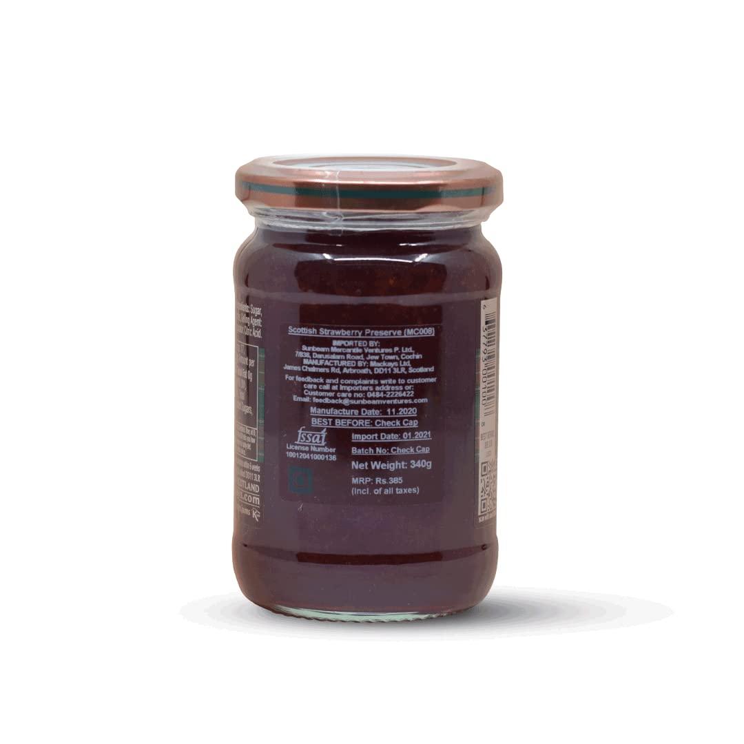 Mackays Mackays Scottish Strawberry Preserve Jam For Bread | Made In Small Batches | Vegan | No Artificial Color And Flavor | Gluten Free | Made With Whole Fruits - 340gm