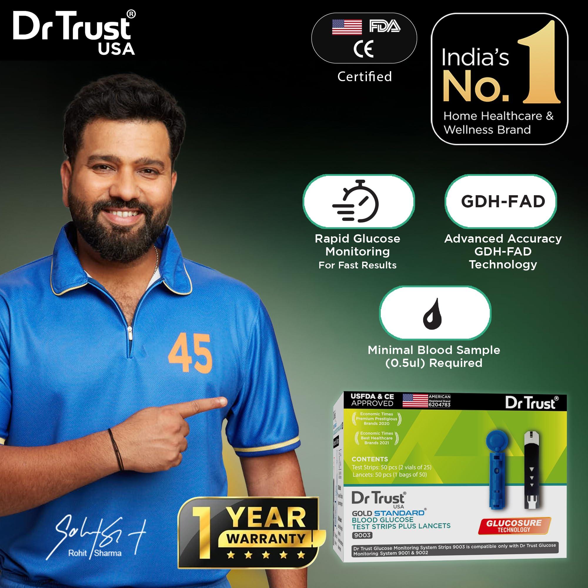 Dr Trust Dr Trust USA Gold Standard Blood Glucose Test Strips Plus Lancets - 50 Strips (Black)