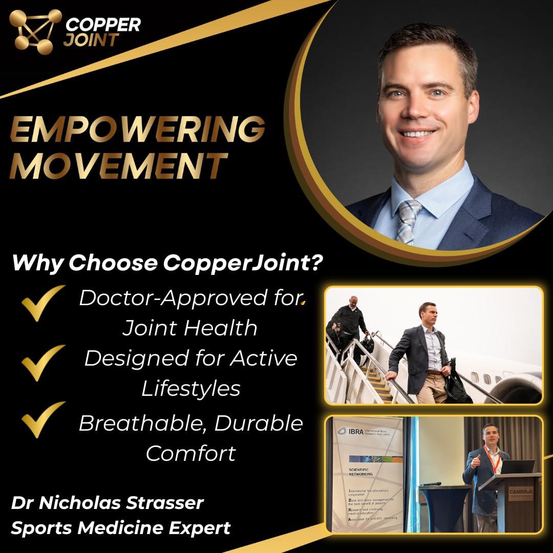 CopperJoint CopperJoint Ankle Support -Ankle Compression Brace - Adjustable Ankle Sleeve Wrap for Women & Men - Copper Infused to Alleviate Achilles Tendon Pain, Sprain, Sports Injury -Healing Stabilizer (Medium