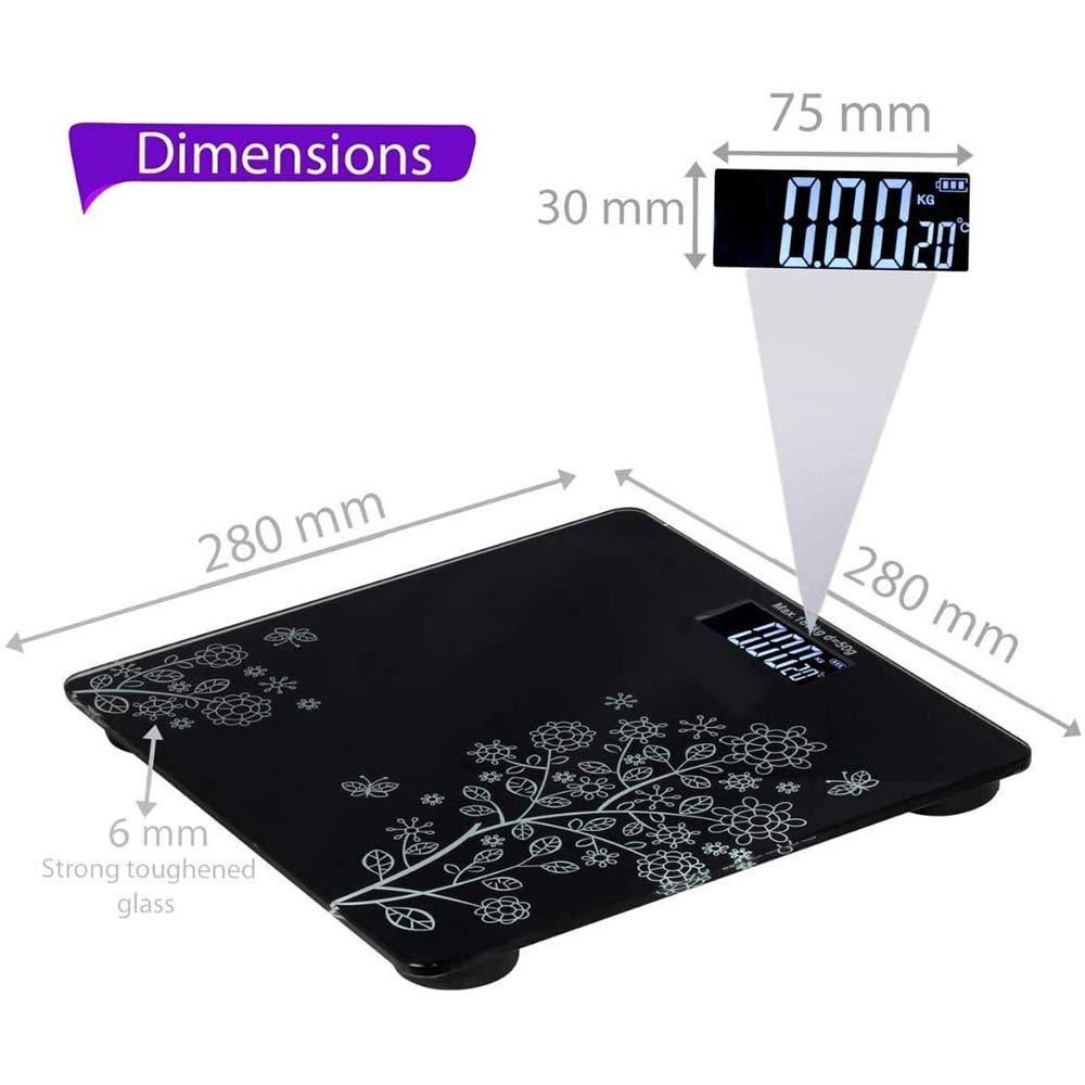 MCP Healthcare Digital Bathroom Personal Human Body weight Scale Digital Electronic 6mm Black Weighing Scale (Black)