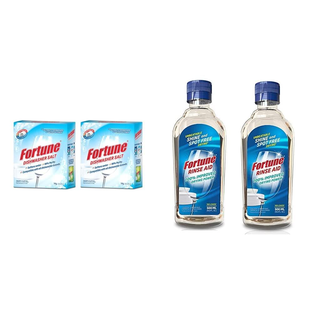Fortune Fortune Dishwasher Active Salt - 1 kg (Pack of 2) & Fortune Rinse Aid Starter Combo Pack - 500 ml (Pack of 2)