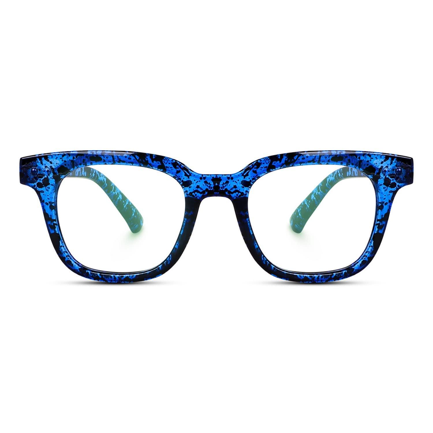 Dervin Dervin Blue Light Blocking Computer Glasses Gaming Filter Transparent Square Eyeglasses for Eye Protection Men and Women, Tablet/Laptop/Mobile/TV, Anti-blue & Anti eyestrain (Blue-Print)