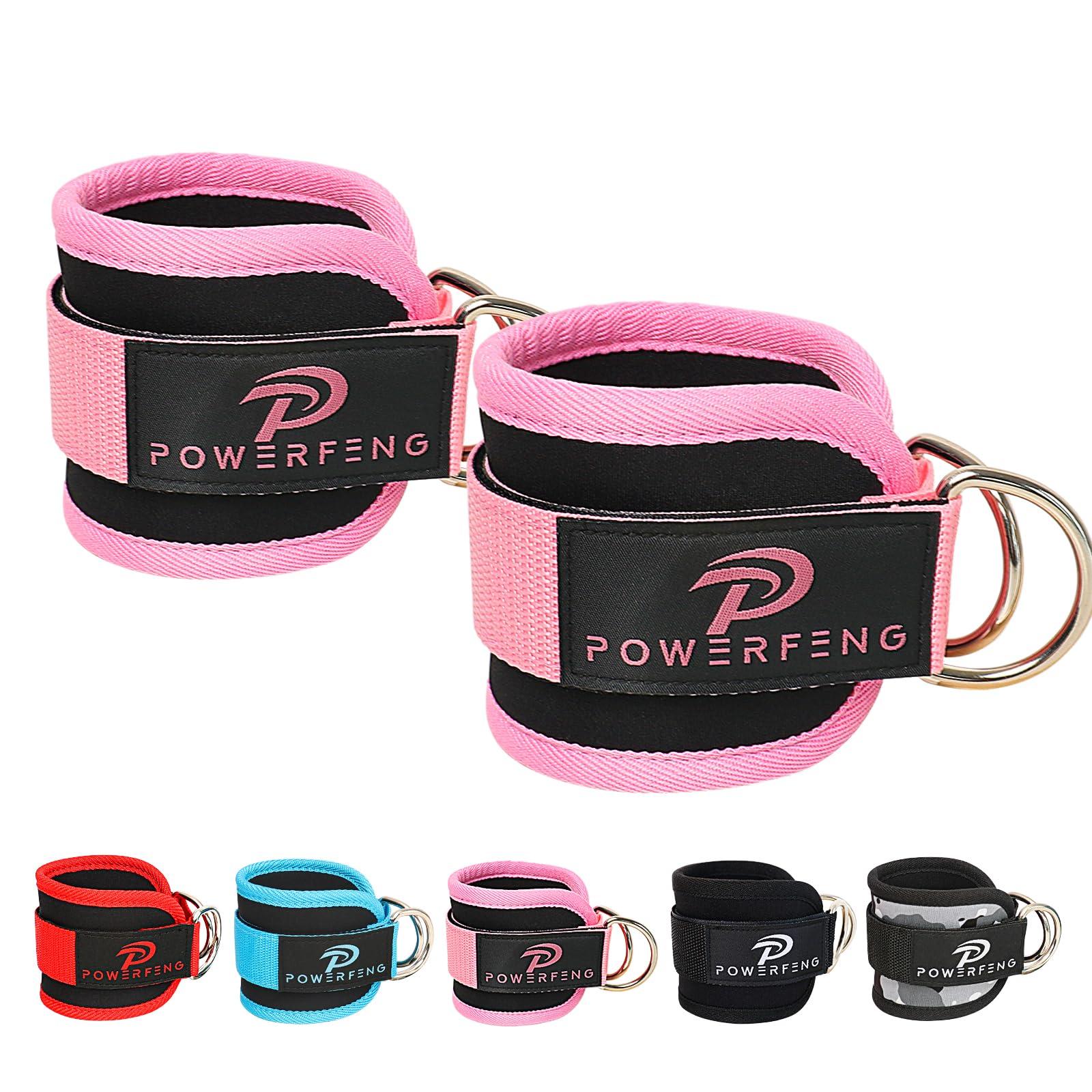powerfeng Powerfeng Ankle Strap Cable Machine: Ankle Cable Attachments for Gym Ankle Cuff Cable Glute Kickback Ankle Straps for Leg & Glute Ankle Cuffs Women (Pair) (Pink)
