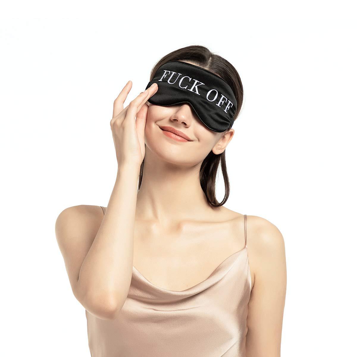 NMM Global Fuck Off, Medium: Nmm Global 100% Mulberry Silk Sleep Mask, Natural Sleeping Mask For Men & Women, Super Soft Eye Mask For Sleeping With Free Ear Plugs(Fuck Off)