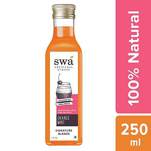 Swa Artisanal Syrups Swa Artisanal Syrups - Orange Mint, 100% Natural, Combo Pack of 2 Makes 24-30 Drinks, Syrup for Cocktails / Mocktails / Kid's Lemonades / House Parties (250ml x 2)