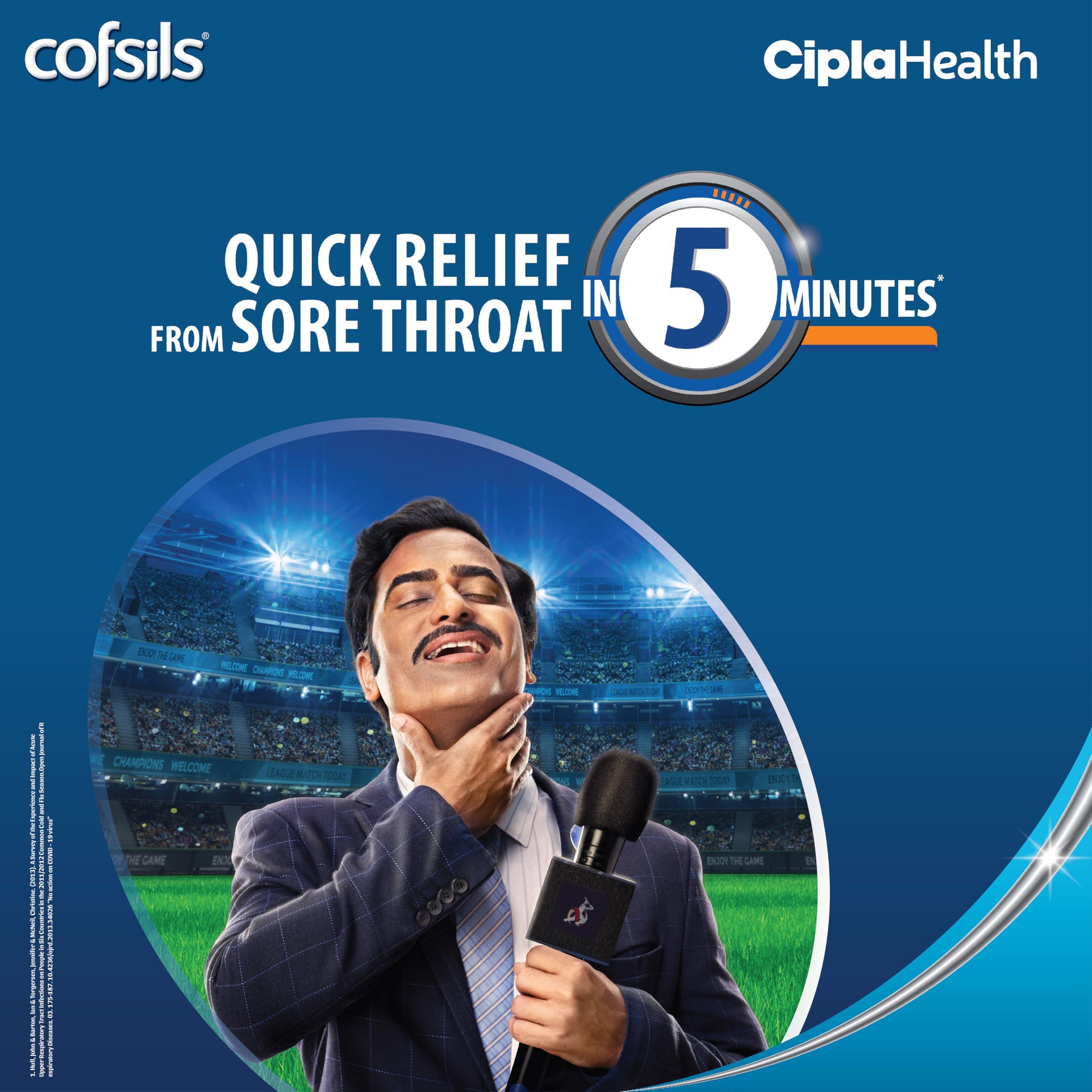 Cipla Cipla Cofsils Lozenges (200 Count) | Fresh Mint Flavour | Quick Relief from Sore Throat, Itchy Throat and Scratchy Throat (10 x 20 Strips)