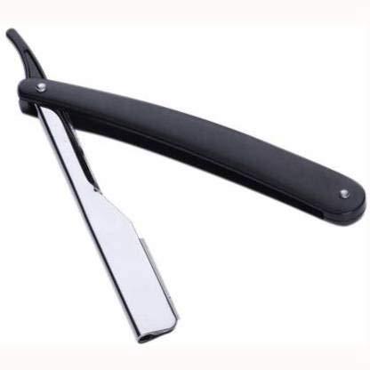 Generic Beauty Tool Straight Edge Stainless Steel Folding plastic Shaving Razor - Matte Black (1Pcz) (Free 4 pcz Earring) 2 pair multi design
