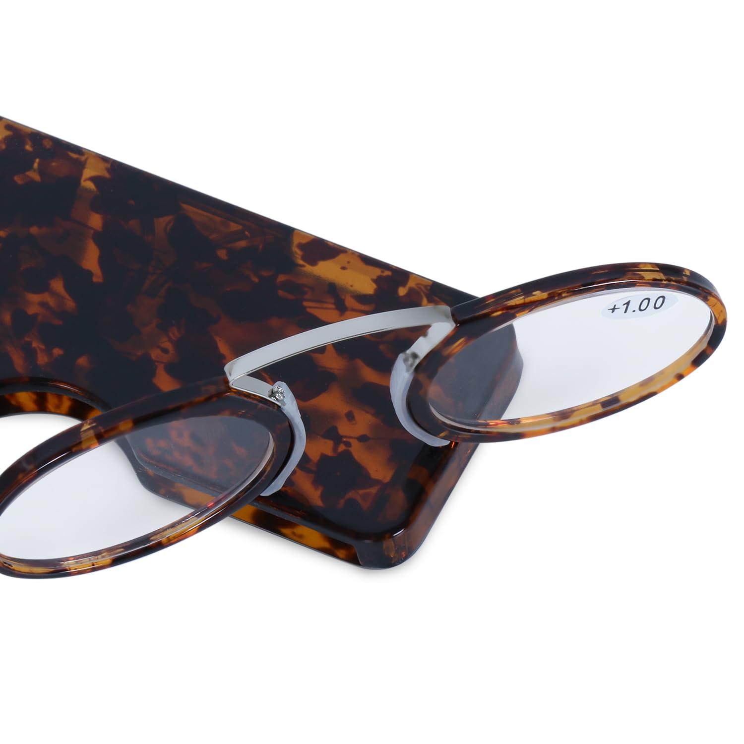 AEC AEC ID Globus Go Everywhere Pince Nez Style Nose Resting Pinching Portable Reading Glasses With No Temple Arms Readers (+2.25, D.A.Brown)