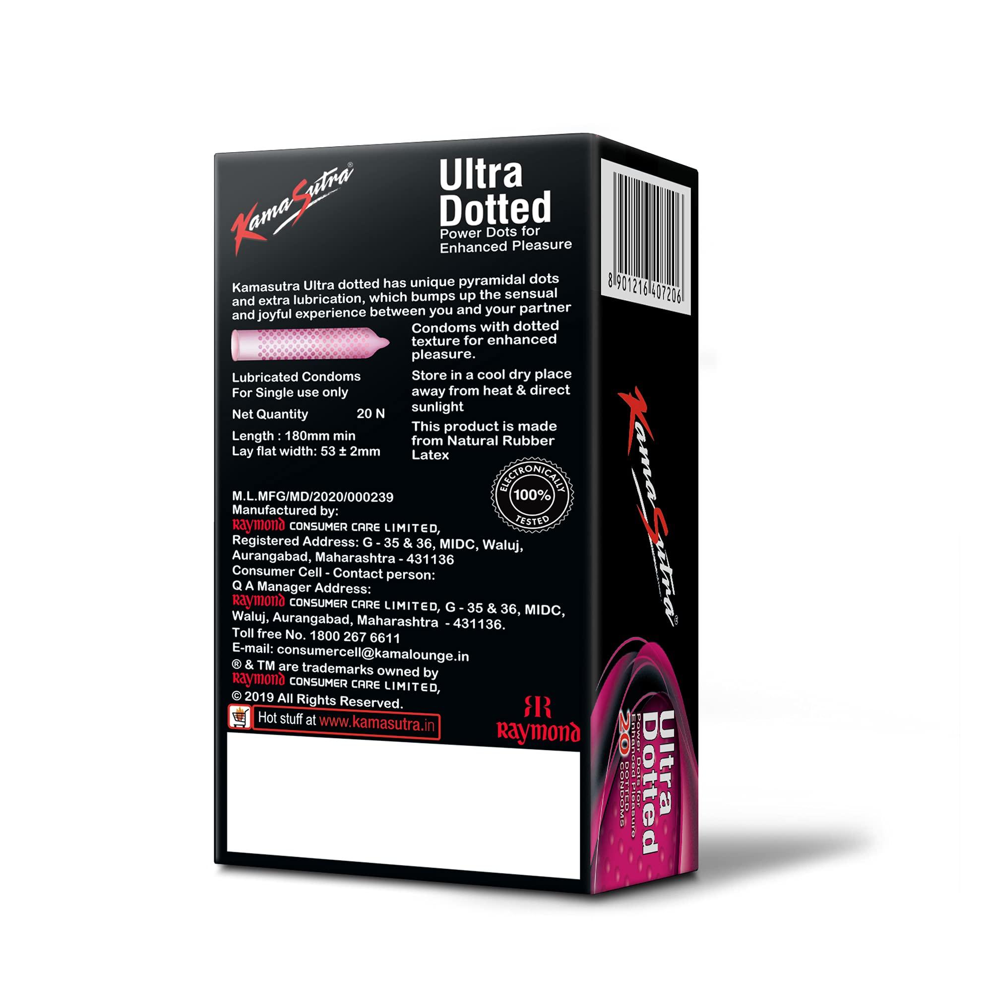 KamaSutra KamaSutra Ultradotted Condoms for men Count 20 with Aloe Vera Lube Water Lubricant 50ml