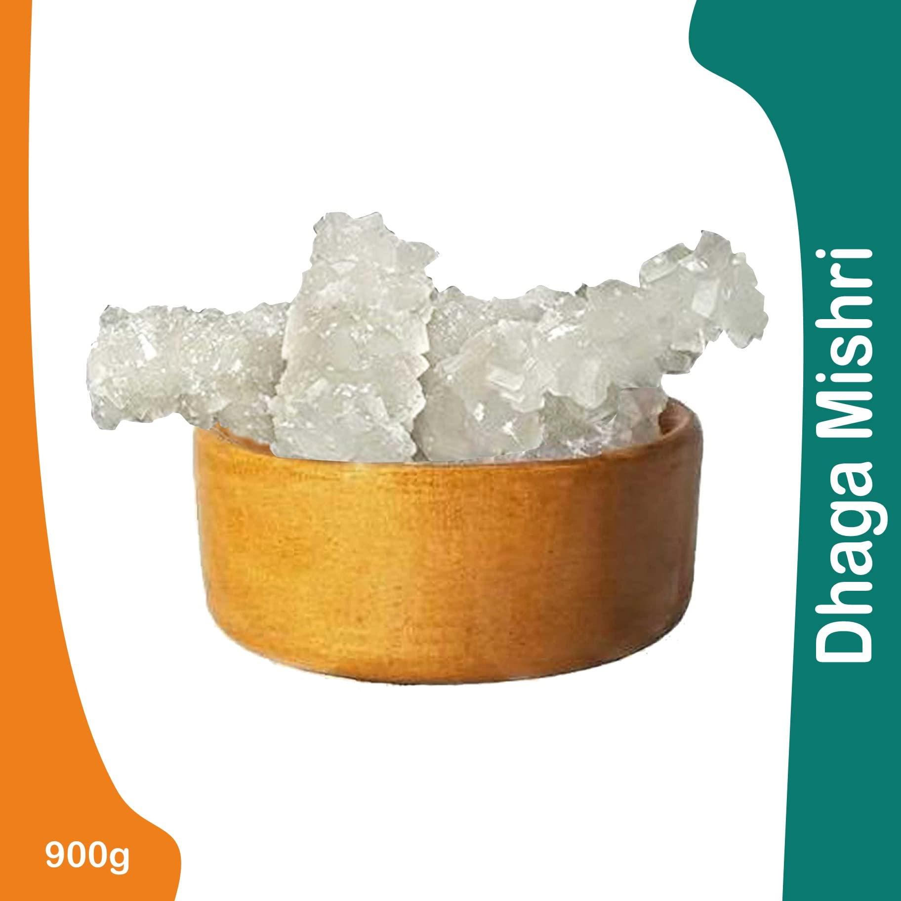 Organic Platter Dhaga Mishri Sugar Candy Thread Mishri for Pooja Havan Dhage wali Misri Crystal Sweet Candy Dora Mishri Kunja Mishri Patika Bellam Khadi Sakar Kuja Misri Rock Sugar (Refill) (900gm)