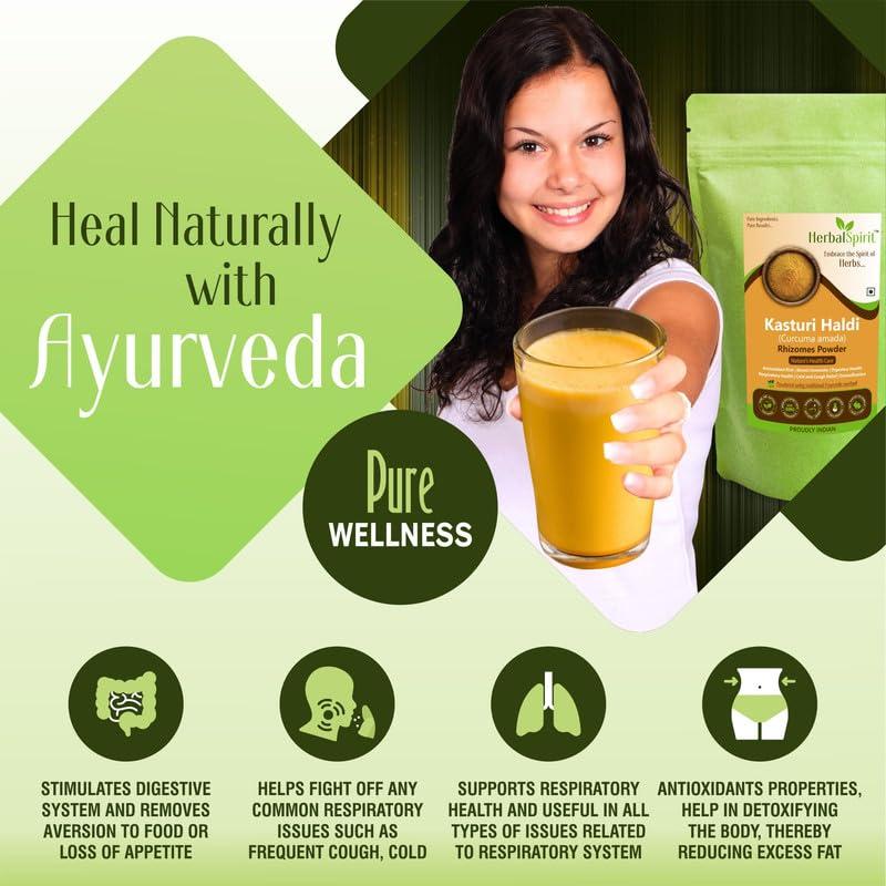 HerbalSpirit Herbal Spirit Kasturi Haldi Powder for Health, 100gm | Kasturi Manjal Powder | Amba Haldi Powder | Wild Turmeric Powder | Kasturi Turmeric Powder | Kasturi Haldi Powder for Face Beauty | Kasuri Haldi