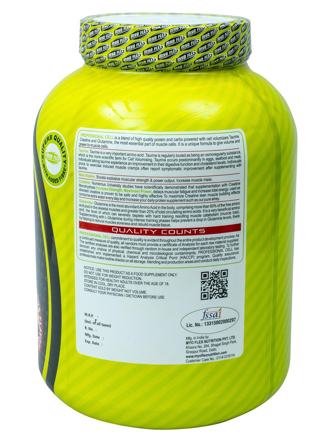 MYO FLEX MYO FLEX Professional Cell Volumizer | Dietary Supplement | Energy Powder | Mass Gainer | Muscle Building & Growth (3 KG)