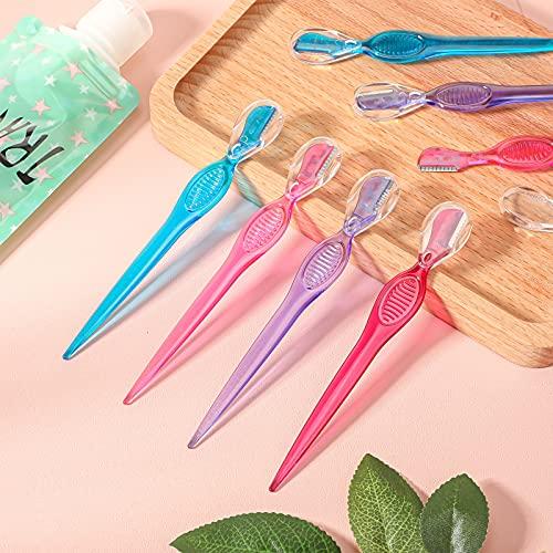 Honoson Lip Razor for Women Portable Face Razors for Women Facial Hair Razor Women's Shaving Hair Removal Tool Dermaplaning Tool Eyebrow Hair Trimmer with Safety Cap for Makeup Face Care, 4 Colors (16)