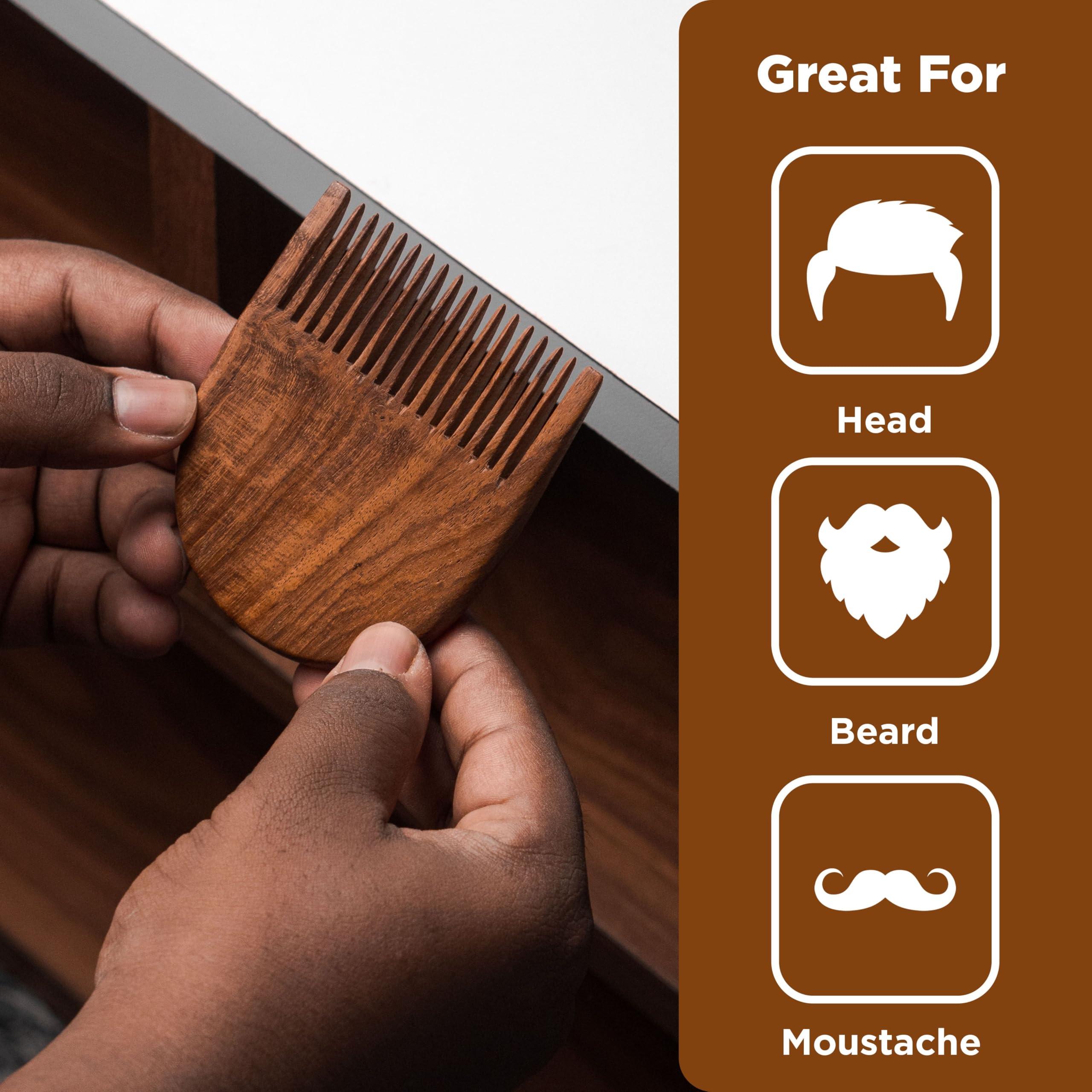 RUBAB MEN RUBAB MEN Beard Grooming 4-in-1 Kit for Men | Beard Brush, Hair & Beard Softener Balm, Wooden Beard Shaper Tool & Wooden Beard Comb for Men | Pack of 4