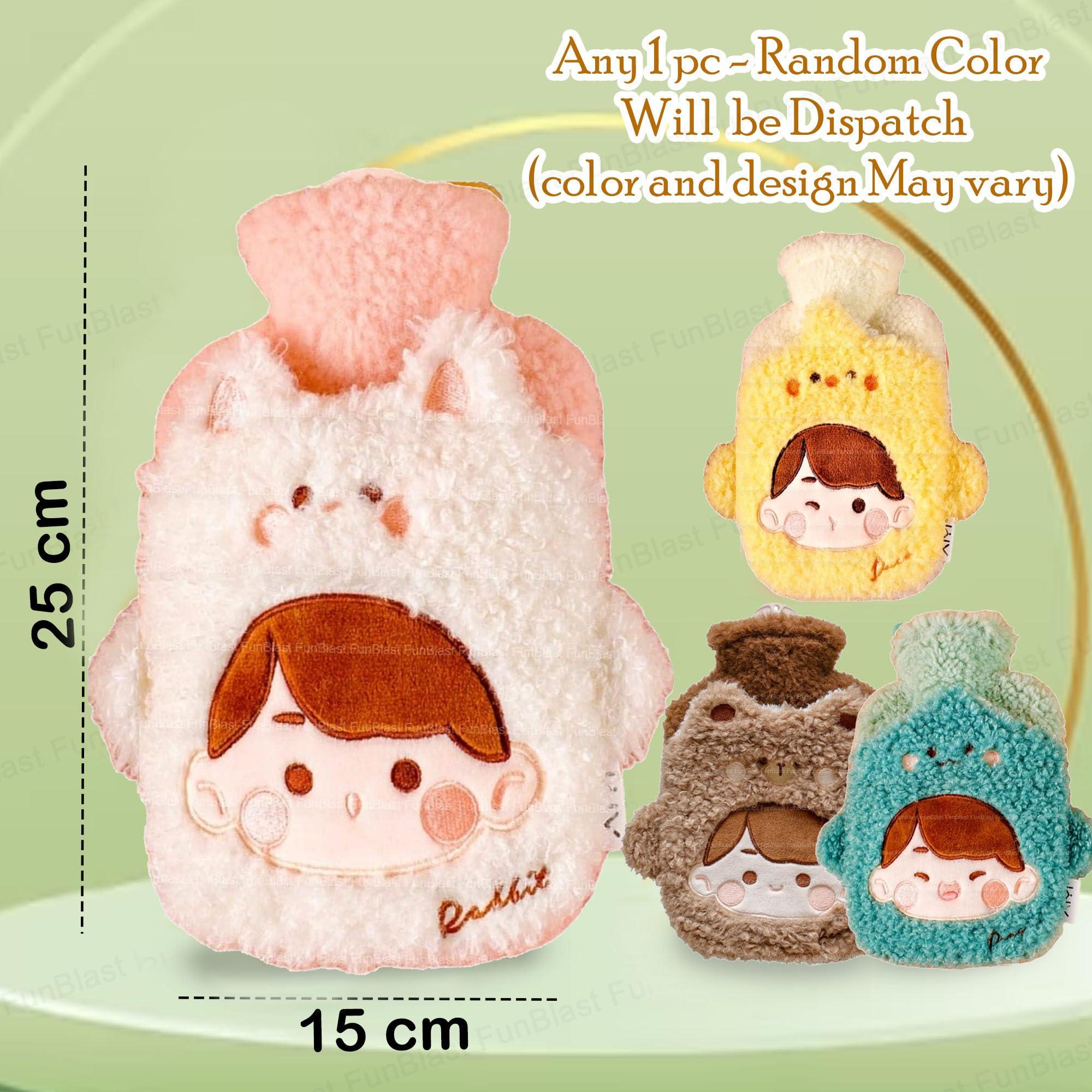 FunBlast FunBlast Hot Water Bag 1 Pcs Heating Bag with Soft Cartoon Cover for Pain Relief, Heating Pad Hot Water Bottle & Rubber Bottle for Hot Water Bag for Pain Relief 1000 ML (Random Color)
