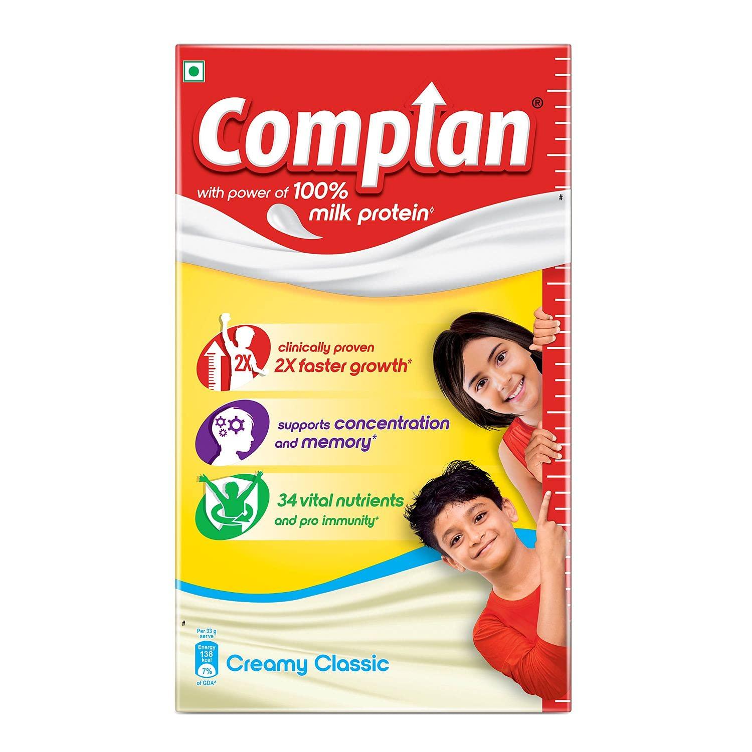 Complan Complan Nutrition Drink Powder for Children, Creamy Classic Flavour, 1 kg Carton & Kesar Badam 500g | Nutrition drink for kids with protein & 34 vital nutrients