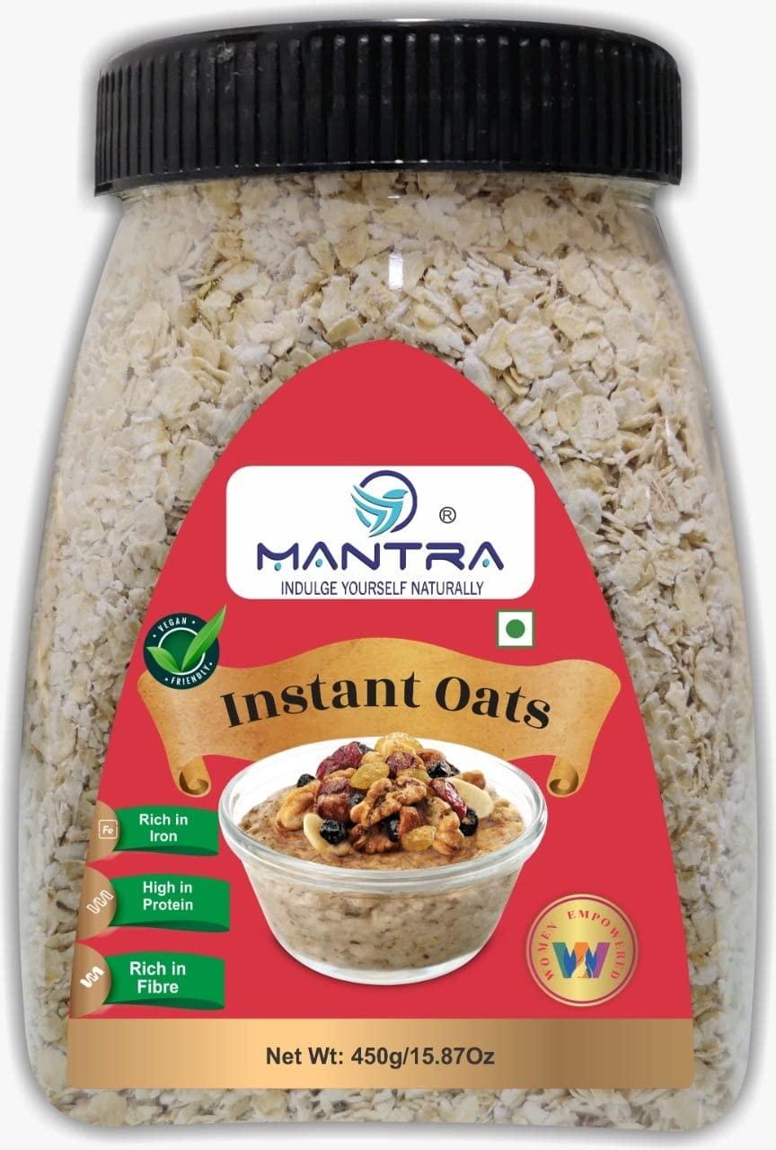 Gifts World Mantra Instant Oats - 450g (Pack Of 1) | Ready to Cook, Gluten Free Oats with High Fibre | Cereal for Breakfast | Diet Food