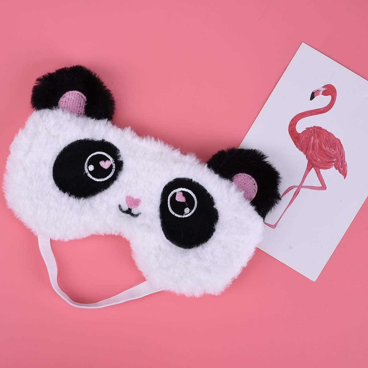 AUXA AUXA ute Panda Sleeping Mask Soft Fluffy Plush Blindfold Funny Novelty Sleep Mask Eye Cover Eyeshade for Girls Boys Women Men Kids Night Nap Travel Meditation 1pc