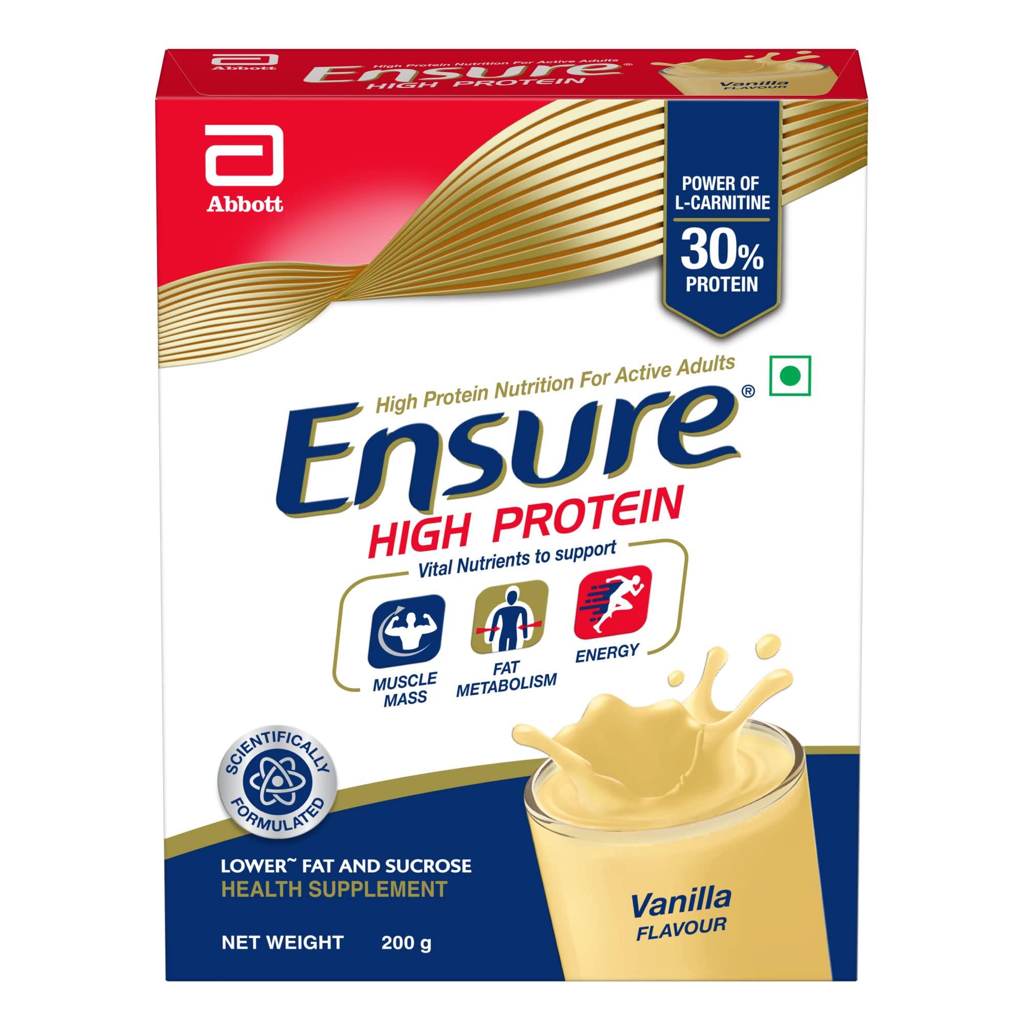 Ensure Ensure High Protein Drink for Physically Active Adults - Vanilla 200g gm, Red