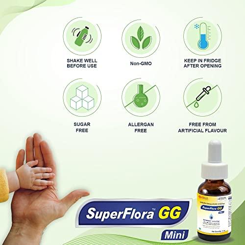 Sundyota Lifecare Sundyota's Superflora GG Probiotic Supplement MINI Drops | Specially designed for baby for diarrhoea in kids and badies | 5x superior efficacy | Flavor-less lactobacillus probiotic | 4ml Mini Pack