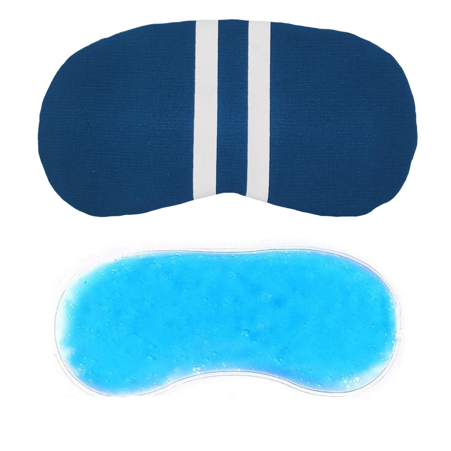 Jenna Jenna™ Cute Gel Sleeping Eye Shade Mask Cover for Insomnia, Meditation, Puffy Eyes and Dark Circles WhiteLine Blue