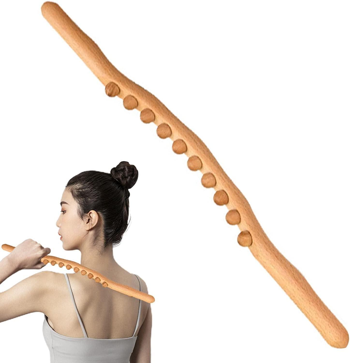 Kruvad Kruvad Gua Sha Stick Massage Wooden Stick for Shoulder Neck Arms Carbonized Wood Massage Tool