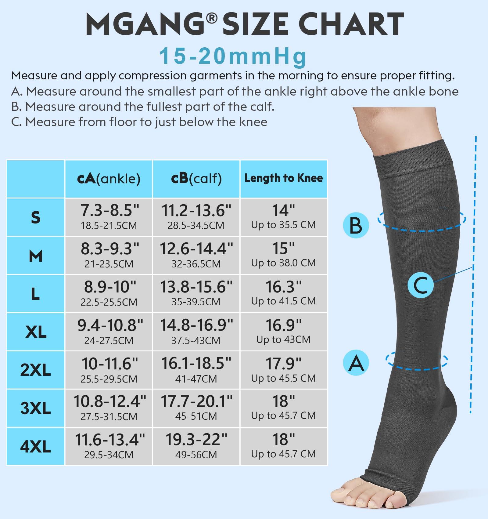 MGANG Compression Socks, Open Toe, 15-20 mmHg Graduated Compression Stockings for Men Women, Knee High Compression Sleeves for DVT, Maternity, Pregnancy, Varicose Veins, Relief Shin Splints, Beige XXL