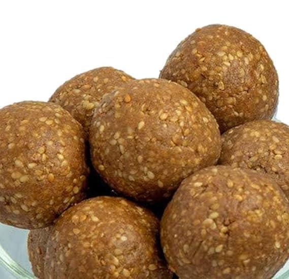 HUNGRY BEAST Healthy Pure Natural Jaggery White till Ladoo | Seesame seeds laddu | Nuvvula Undalu | Healthy Til Ke Laddu | - (1000 Grams)