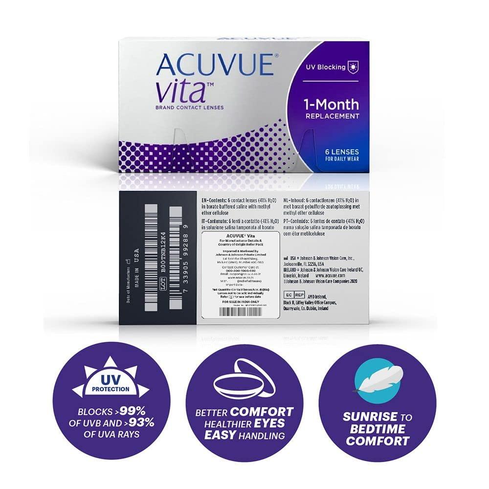 ACUVUE ACUVUE - Vita Monthly Disposable Contact Lenses (-5.5, Clear, Pack of 6 lenses) | From Johnson & Johnson