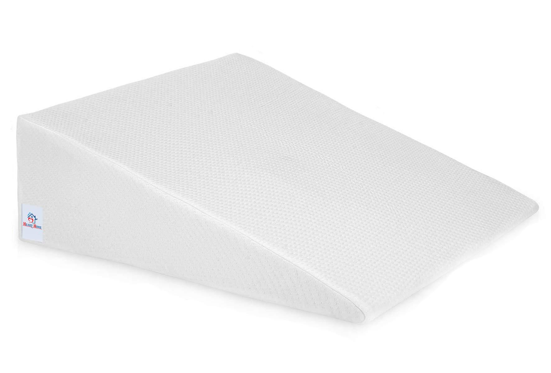 Heart Home Heart Home Bed Wedge Pillow for Acid Reflux for Sleeping Helps in Heartburn Leg Elevation Post Surgery| Medical Grade Sponge | Washable Dryfit Soft Fabric Dark Colour Cover (Cream)-HEART11419