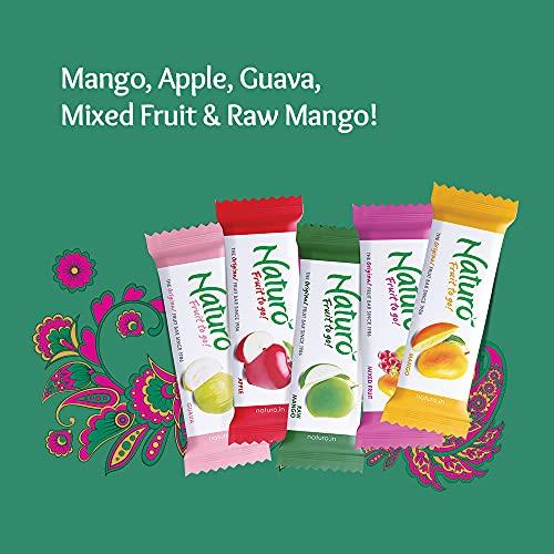 Naturo Naturo Assorted Fruit Bars Gift Box (Green) | Pack of 5 Gift Boxes (20 Fruit Bars per box) | Mango + Apple + Guava + Raw Mango + Mixed Fruit | No Preservatives, Artificial Colour or Flavours