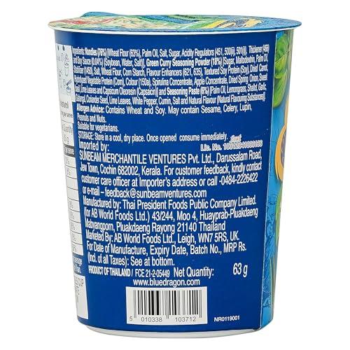 Blue Dragon Blue Dragon Instant Cup Noodle - Thai Green Curry Cup Noodle | Easy to Making | Vegetarian Food | No Preservative & Artificial Colors | Instant Cup Noodle - 63gm