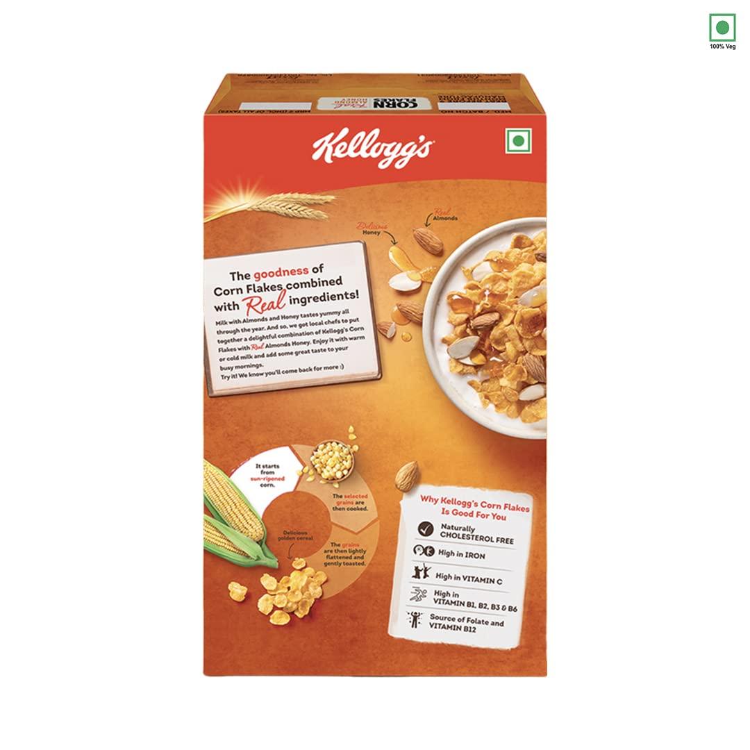 Kellogg\'s Kellogg\'s Corn Flakes Real Almond Honey, Breakfast Cereals, 650g Pack & Corn Flakes Original, High in Iron, High in B Group Vitamins, Breakfast Cereals, 475g Pack