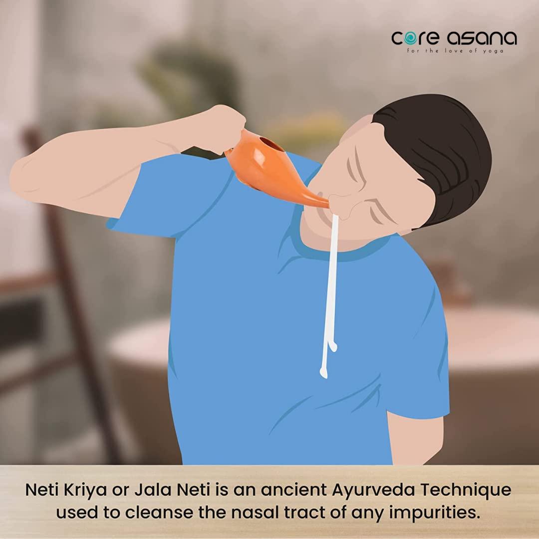 Core Asana Core Asana Ceramic Jal Neti Pot Non-Metallic and Lead Free Comfortable Grip Natural Treatment for Sinus Congestion, Yoga Neti Pot (Amber)