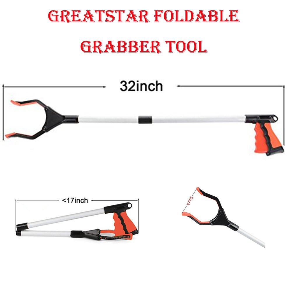 Greatstar Greatstar Reacher Grabber Pick up Tool, 32\" Extender Gripper Tool for Disability Aids, Foldable Ultra Light Handheld Grabber Tool for Trash Pick Up