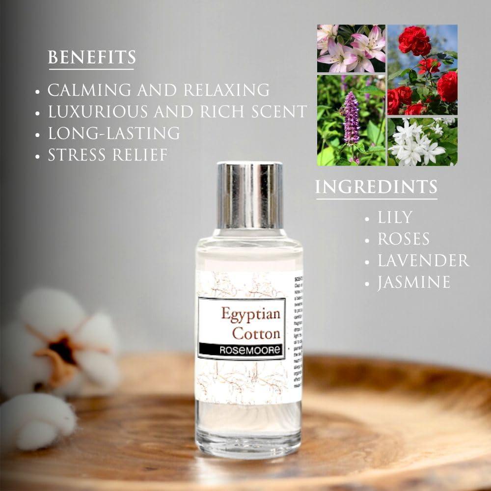 Rosemoore Rosemoore Scented Fragrance Oil for Burner, Electric Diffuser,Potpourri, Home Fragrance, Room Fragrance, Aromatherapy - Egyptian Cotton, 15ml (Pack of 2)