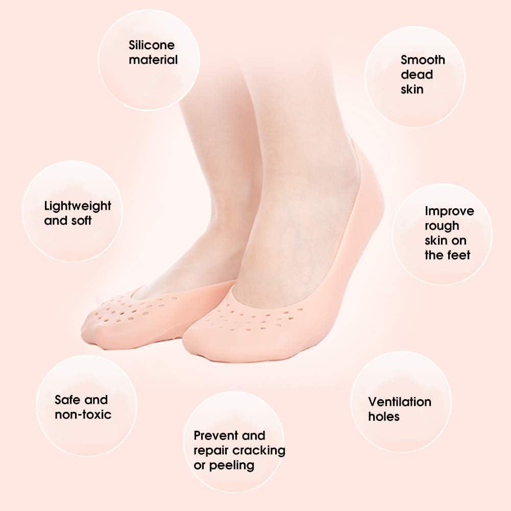 Nexomi Nexomi Anti-Crack Full Length Silicone Gel Foot Protector Moisturizing Socks For Foot Care And Heel Cracks (Skin Color) (Small/Medium)