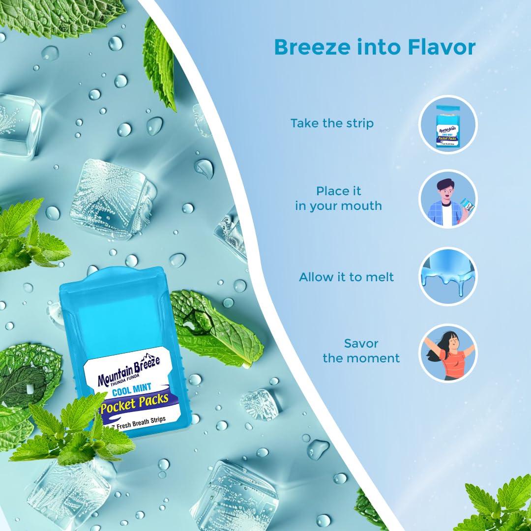 Mountain Breeze Mountain Breeze Oral Hygiene Mouth Freshener Sugar Free Cool Mint Flavoured Breath Strips (24 Strips each Cassatte)-Pack of 1(3 Cassette)