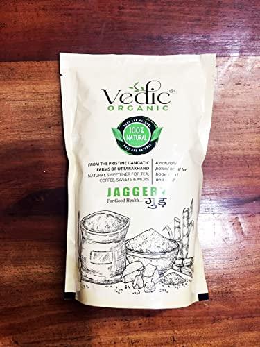 Jay Sudh Bhumi Organic Farmer Producer Co. Pvt ltd Vedic Organic, Organic Jaggery/Gur Powder without Preservatives and Chemicals, Rich in Nutrition and Taste - 500 gram, Pouch Pack