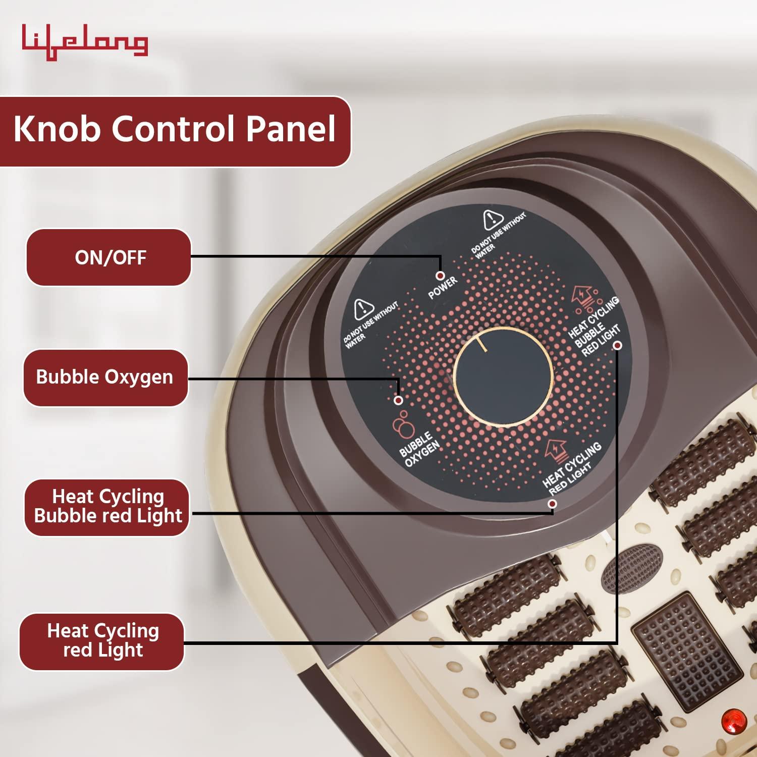 Lifelong Lifelong Foot Spa Massager Machine for Pain Relief - Leg Massager for Home with 12 Rollers with Water Heating Function, Digital Panel, Bubble Bath for Pedicure Tub - Foot Care and Relaxation at Home