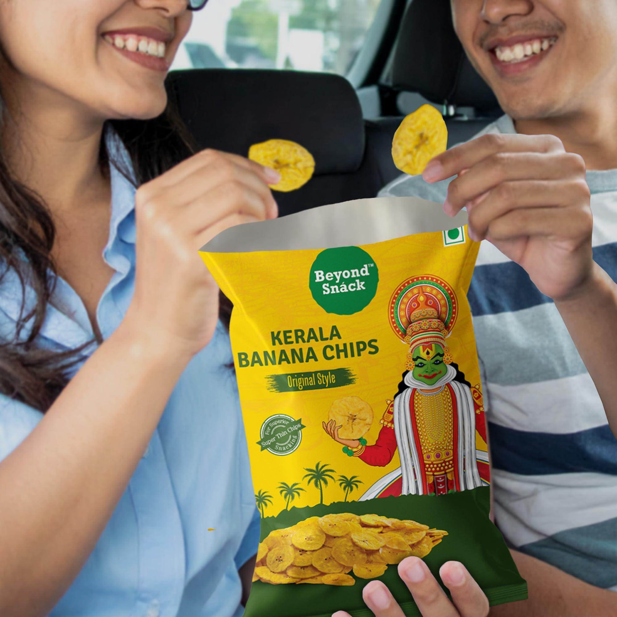 Beyond Snáck Beyond Snack Kerala Banana Chips Thin Crunch Crispy Snacks 600g (100g*6packs) - Party Pack (600gm (pack of 6), Original Style)