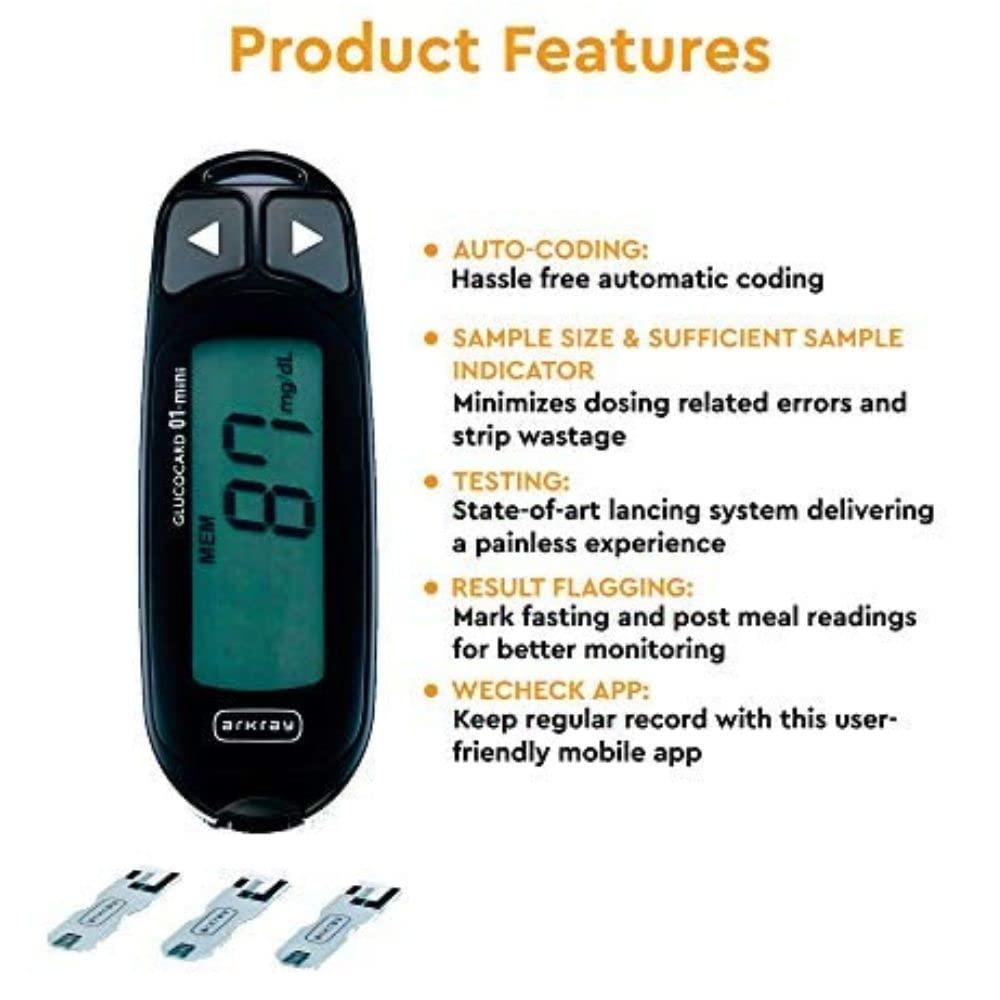 HERD Arkrai Max Glucocard 01 Mini Blood Glucose Monitoring Kit With 25 Strips | Japanese Technology | With Warranty