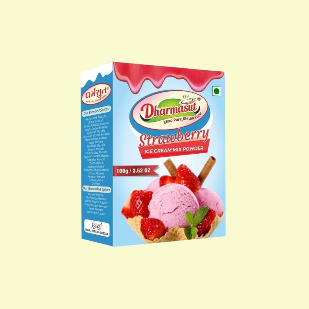 DHARMASUT Strawberry + Mango + Pista + Vanilla + Rajbhog Ice Cream Powder | Pack of 5 | 500 gm