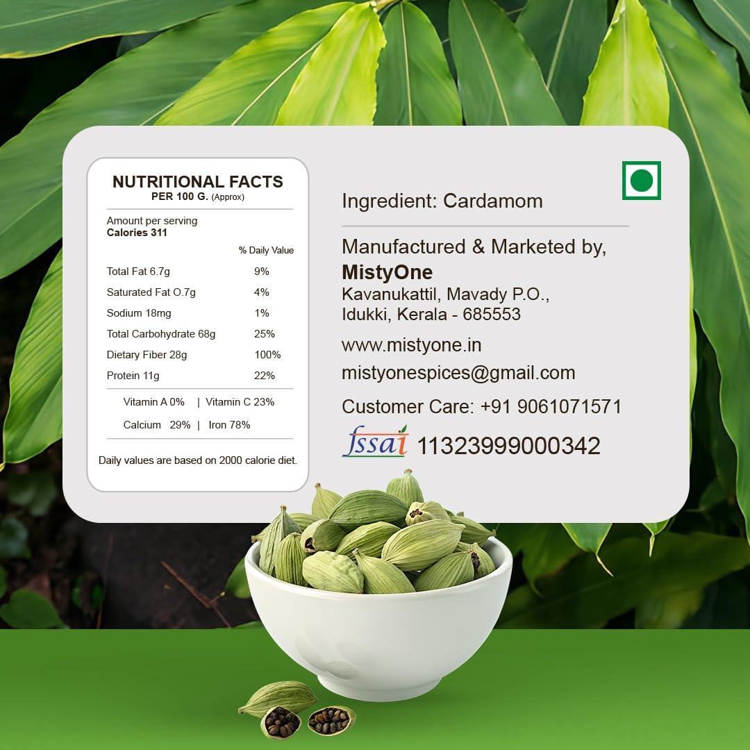 MISTY ONE MistyOne Green Cardamom Seed | Elaichi Dana 100g